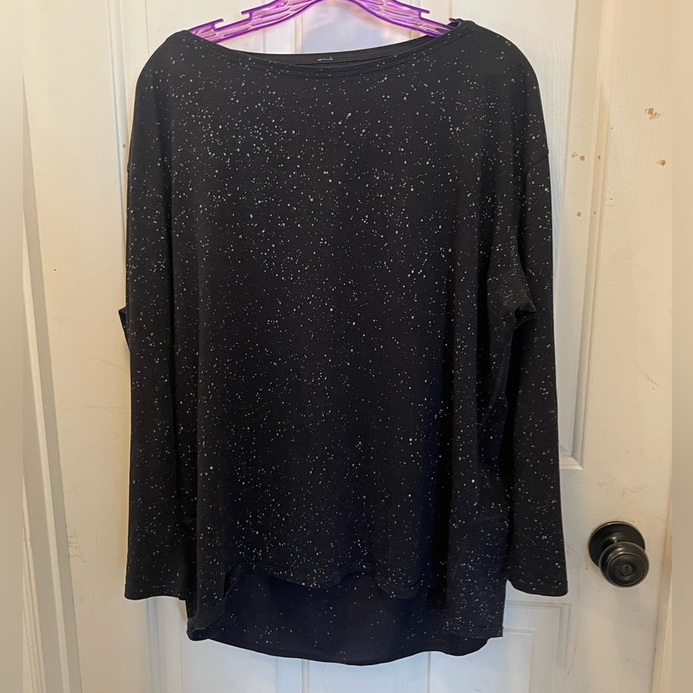 🍋 EUC Lululemon Back In Action Long Sleeve in Splatter Dye Black - Sz 10